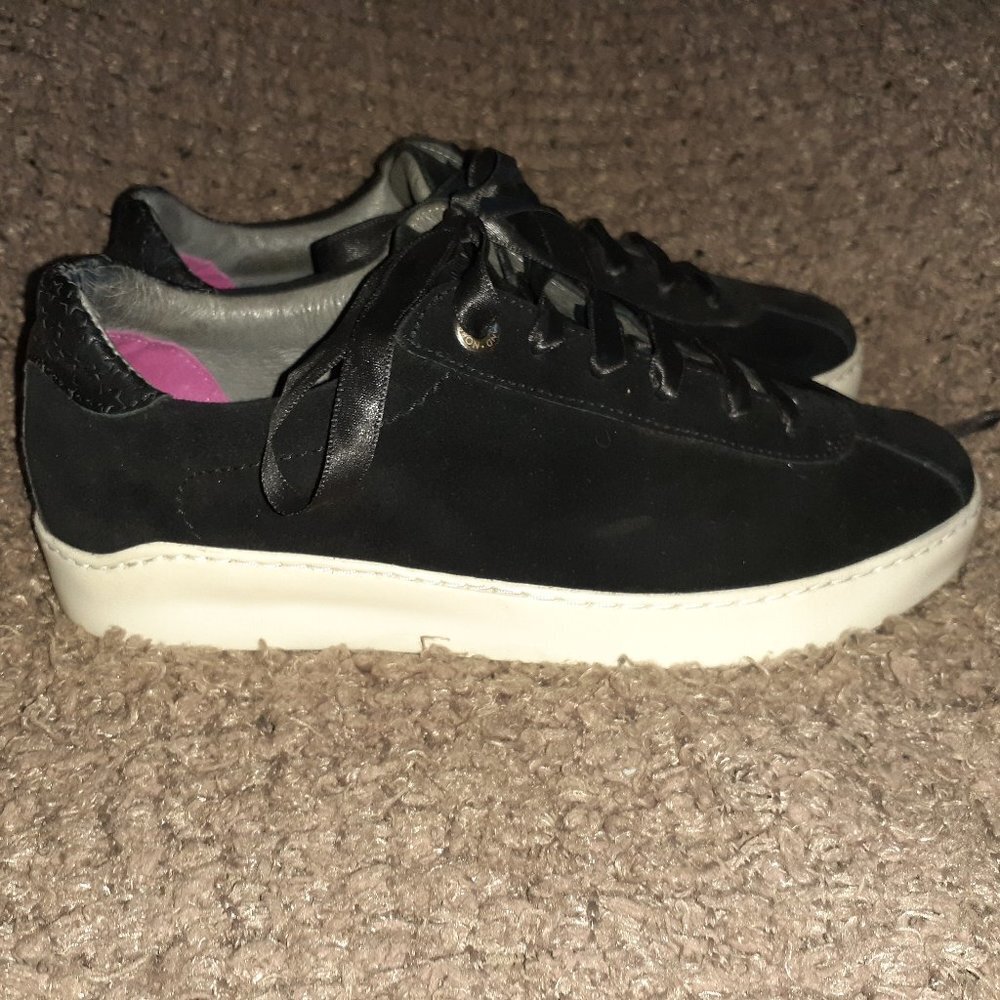 NOBRAND Portugal-Black Suede Platform Sneakers - Picture 4 of 7